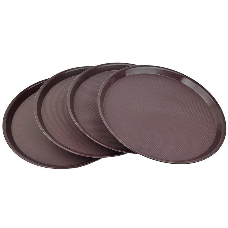 Ggbin Round Serving Tray for Food, Set of 4 Fast Food Serving Trays - Image 1